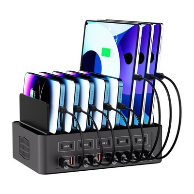 150W/35A Charging Station for Multiple Devices, 20 Port USB C Fast Charging S...