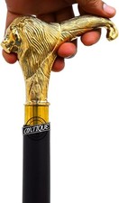 Wood Walking Cane Stick Lion Head Black Shaft Wood Christmas Gifts For Men Women