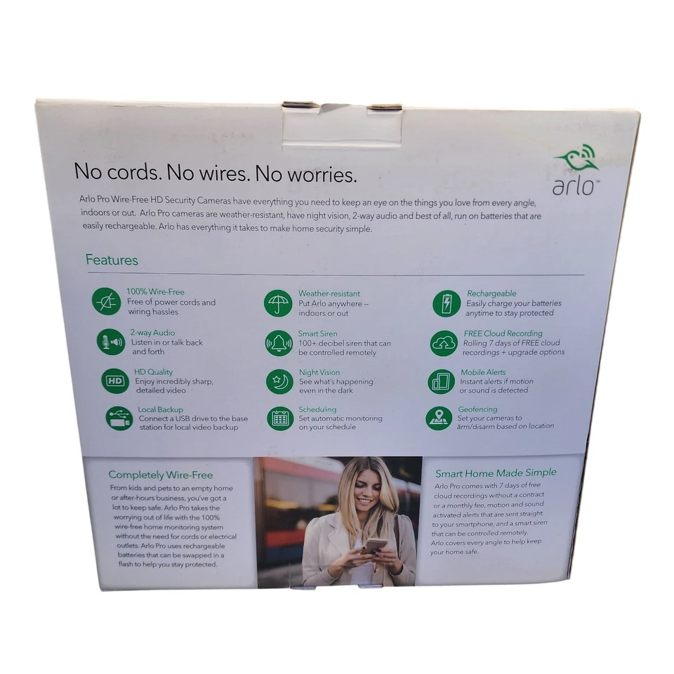 Arlo Pro Wireless Home Security Camera 2 Camera Kit White NEW - Image 2 of 4