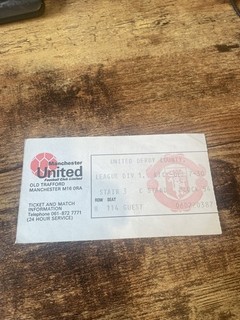 1975/76 MANCHESTER UNITED TICKET STUB V DERBY COUNTY