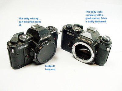 Chinon CE-5 & CG-5 Camera Bodies | Parts | Untested | as is | pair $12.50 | #1 |