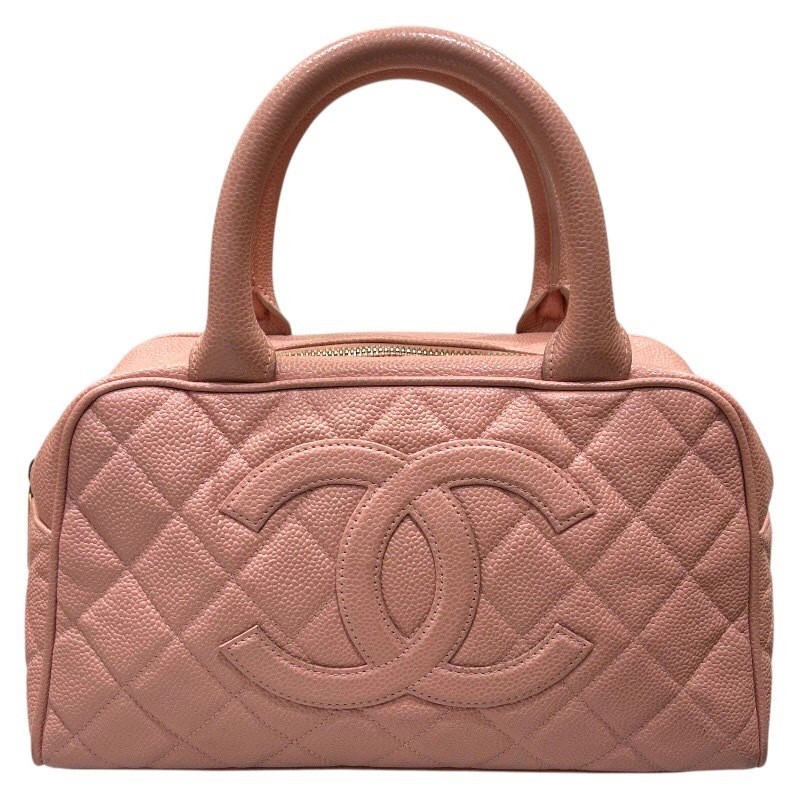 CHANEL Mini Boston Bag in Pink Caviar with Gold Hardware Pre-Owned Ladies Handbag