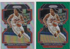 2022 Panini WNBA Prizm Silver and Green Refractors #36 Tamika Catchings