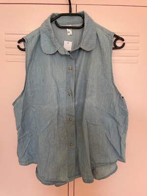 American Apparel Denim Bluse   Ärmellos   Knopfleiste   Größe M/L   Gebraucht