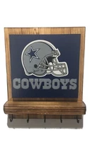 Dallas Cowboys Rustic Plaque wall decor key hanger holder organizer