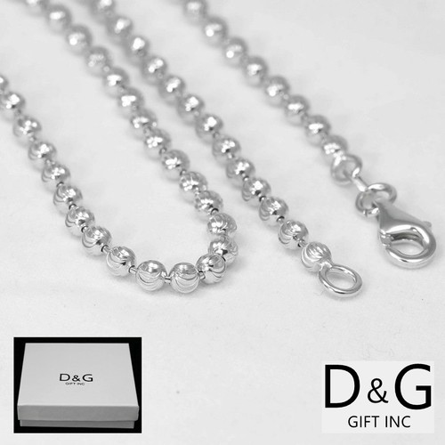 DG Men's 925 Sterling Silver 24''x3mm MoonCut Bead Ball Necklace*Unisex.Box eBay