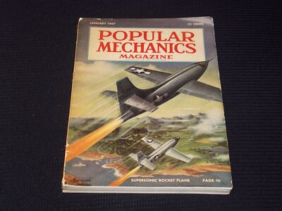 1947 JANUARY POPULAR MECHANICS MAGAZINE - SUPERSONIC ROCKET PLANE COVER - E 520