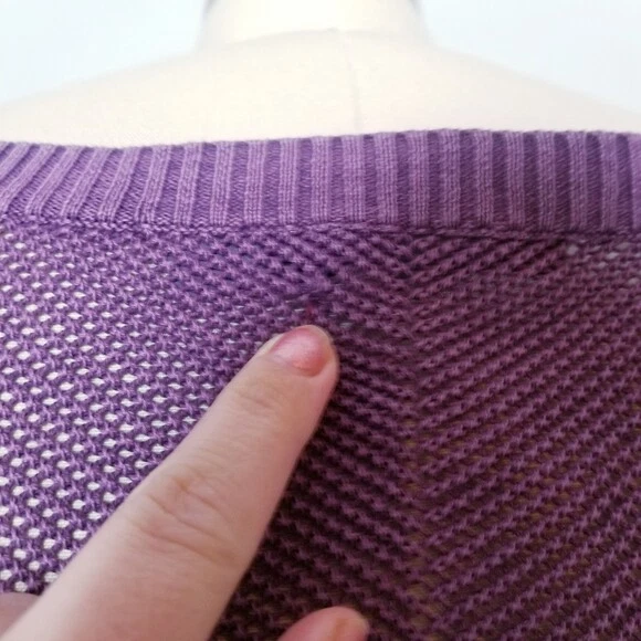 Feel the piece Jersey de punto transparente cuello en V manga larga 100% algodón talla única morado Foto 2 de 4