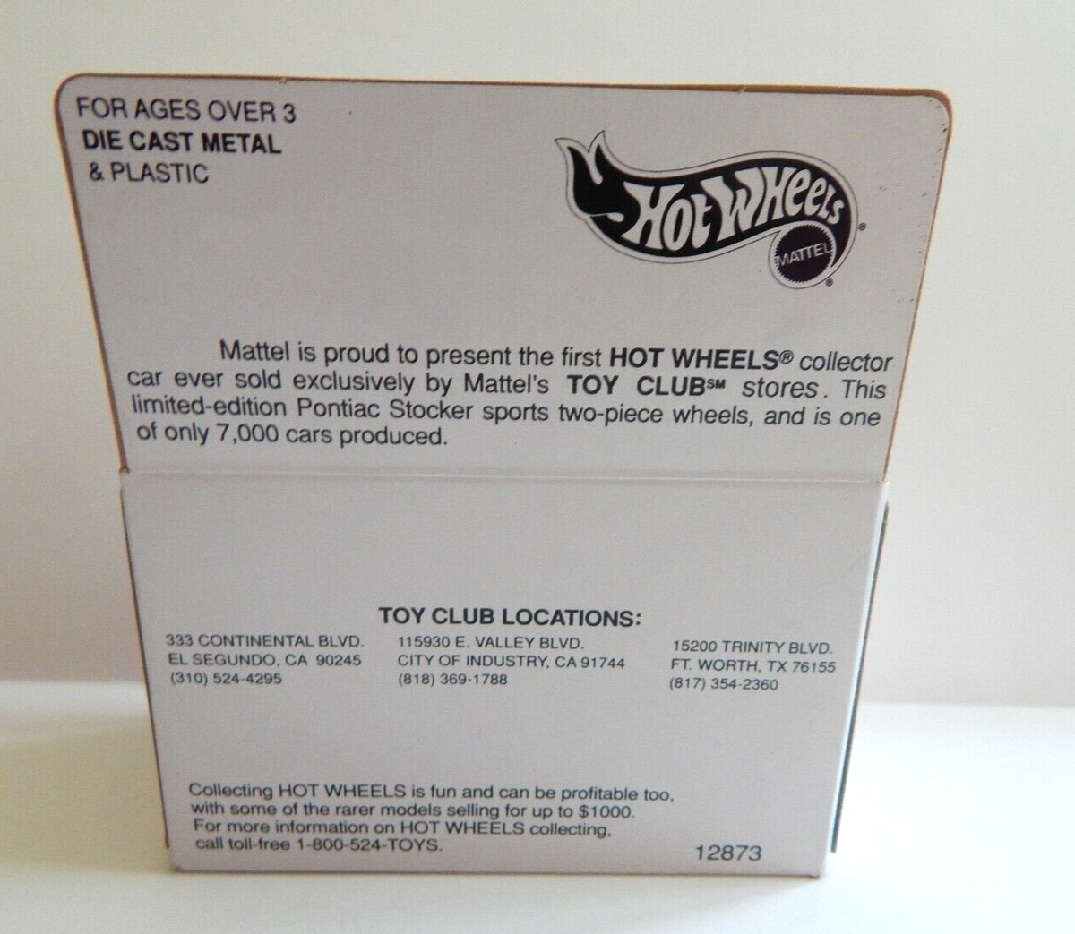 Hot Wheels 1ST Toy Club Limited Collector's Edition White Pontiac