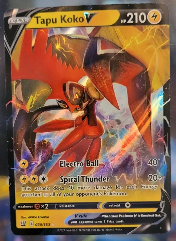 Pokemon TCG Tapu Koko V Battle Styles 50 Mint Lightning Card 50