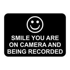 Smile You Are On Camera and Being Recorded Sign Plaque CCTV Surveillance