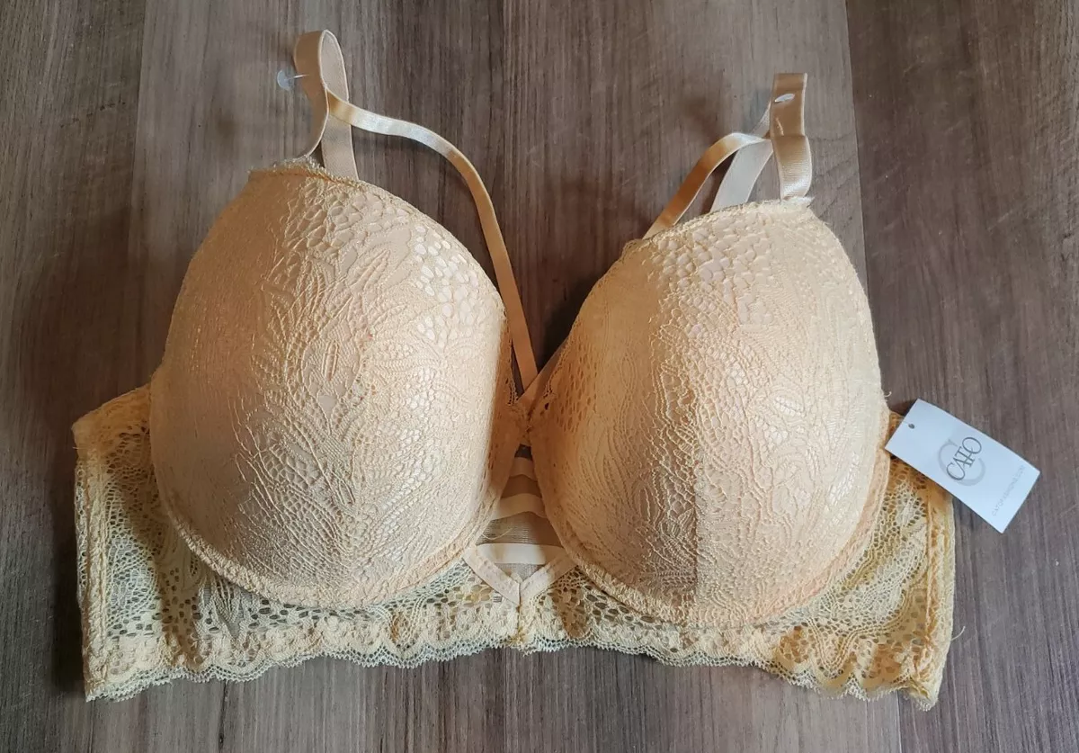 Cato Fashion Plus Lingerie 42C Yellow Orange Lace Covered Bra