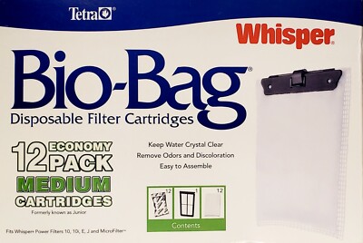 TETRA WHISPER Bio-Bag Medium Unassembled Disposable Filter Cartridge ( 12 Pack )
