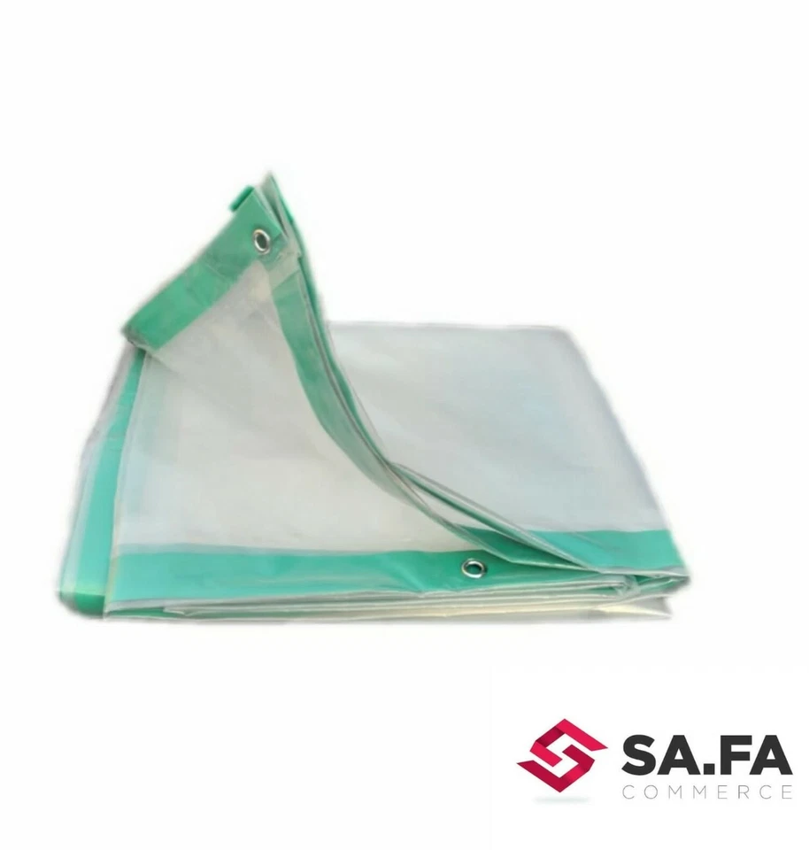 TELO TELONE TRASPARENTE IN POLIETILENE OCCHIELLATO CON RINFORZO PVC IMPERMEABILE - Immagine 2 di 4