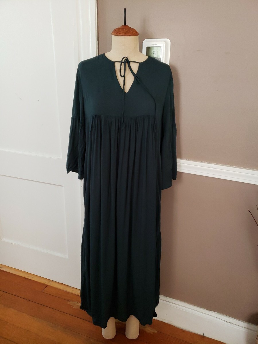 Beautiful Forest Green Flowy Dress!! Size Large!! | eBay