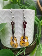 2.5 Silver-tone Guitar Acrylic Charm Dangle Earring Set New Free Ship B4939