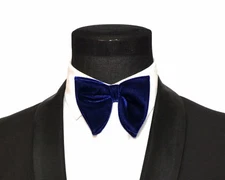 Mens FERUCCI Oversized Bow Tie - Blue Velvet Bowtie, Mens big bow tie
