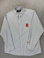 Syracuse Orange J America Plaid L/S Button Down Campus Shirt (Men's Large) White