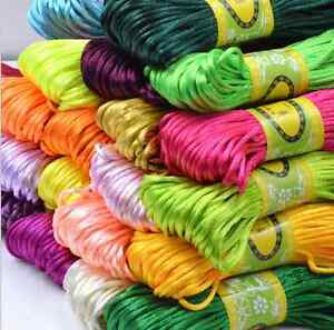 10m Nylon Chinese Knot Satin Macrame Beading Jewelry Rattail Cords 3mm 14Color