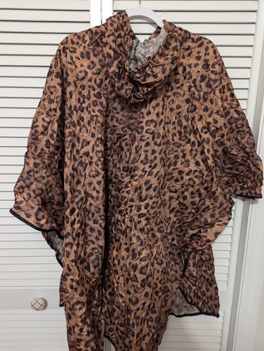 Chicos Packable Hooded Rain Poncho One Size Leopard Animal Print - Picture 2 of 8