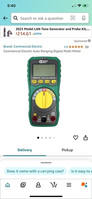 Commercial Electric Auto Ranging Digital Multi-Meter 730 696