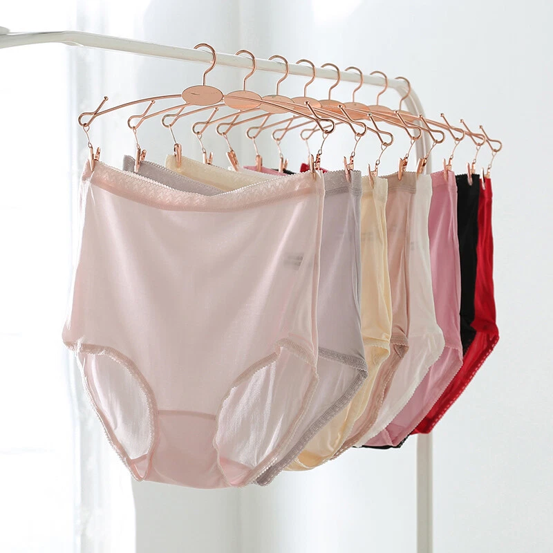 4pcs 100% Mulberry Silk Underwear Women Briefs Thin Silk Lady Panties Belly Pant - Image 2 of 4