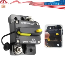 60 Amp Waterproof Circuit Breaker Auto/Marine/Solar 12-48V DC Manual Reset