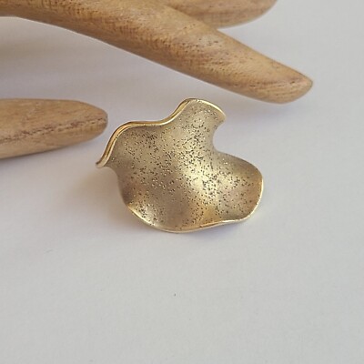 VTG JACMEL JCM SIGNED GOLD ON STERLING SILVER LARGE MODERNIST RING SZ 8 TEXTURED