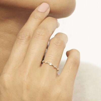 14K Baguette Diamond Ring, Petite Distance Baguette Diamond Band