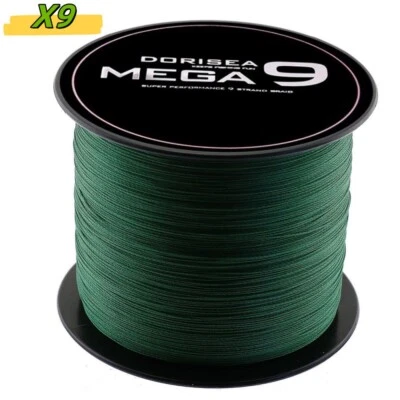 Dorisea Mega 9 Brins 100m-2000m Vert Moss PE Tressé Pêche Ligne Rond Tresse X9 - Photo 1/4