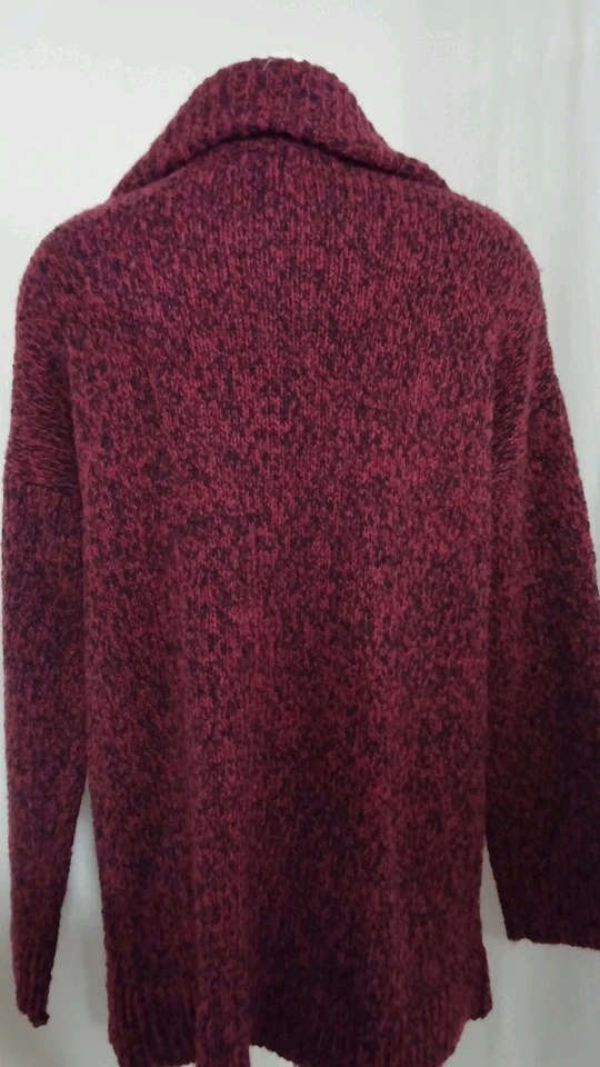 全新带标签! Michael by Michael Kors 皮革扣开衫,毛衣外套,红宝石 $225,M — 第 4/4 张图片