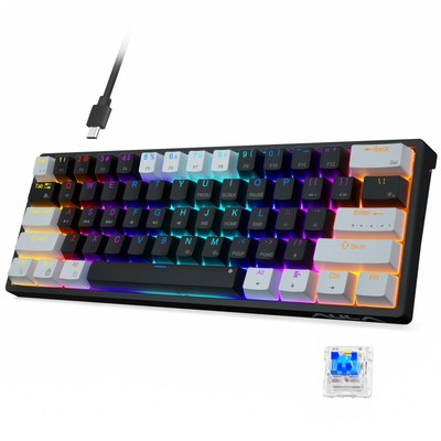 AULA 60 Percent Wired Mechanical Gaming Keyboard, 29 RGB Backlit Custom Hot S...