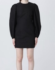 Ganni Mini Open Back Poplin Black Dress NWT