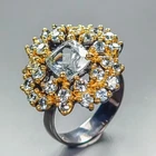 Unique ring Natural Aquamarine Ring 925 Sterling Silver Size 6.5 /R454083
