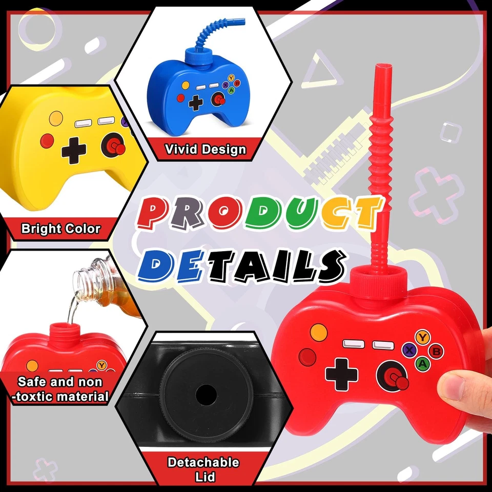 24 Piezas Tazas de Plástico para Videojuegos Fiesta Favor Regalo con Pajita, 10 OZ Gamer Bir... Foto 3 de 4