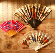 Spanish Style Folding Hand Fans With Flamenco Bullfighters & Union Pacific Fan