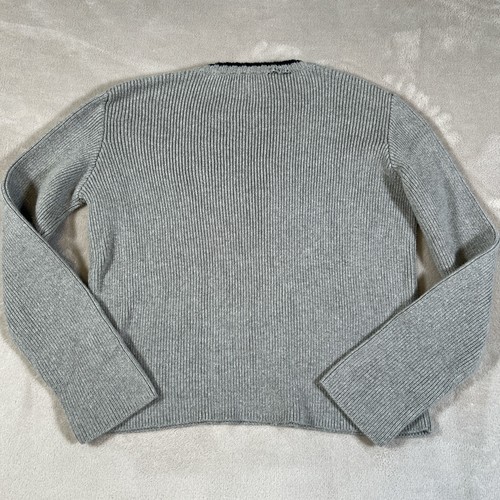 Vintage Y2K DKNY Sweater Women's Size Medium Gray Knit Spellout Cotton READ* - Picture 2 of 9