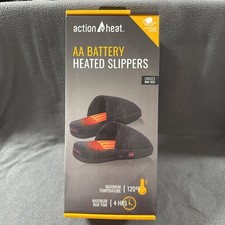 ActionHeat Heated Slippers Unisex OS Plush Fleece Winter AA Battery 4 Hours