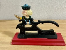 Vintage Cast Iron Nutcracker Christmas On Wood Base