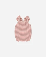 Quincy Mae Pink Stripe Ribbed Ruffle Romper One-Piece 3-6 Months Baby Girl