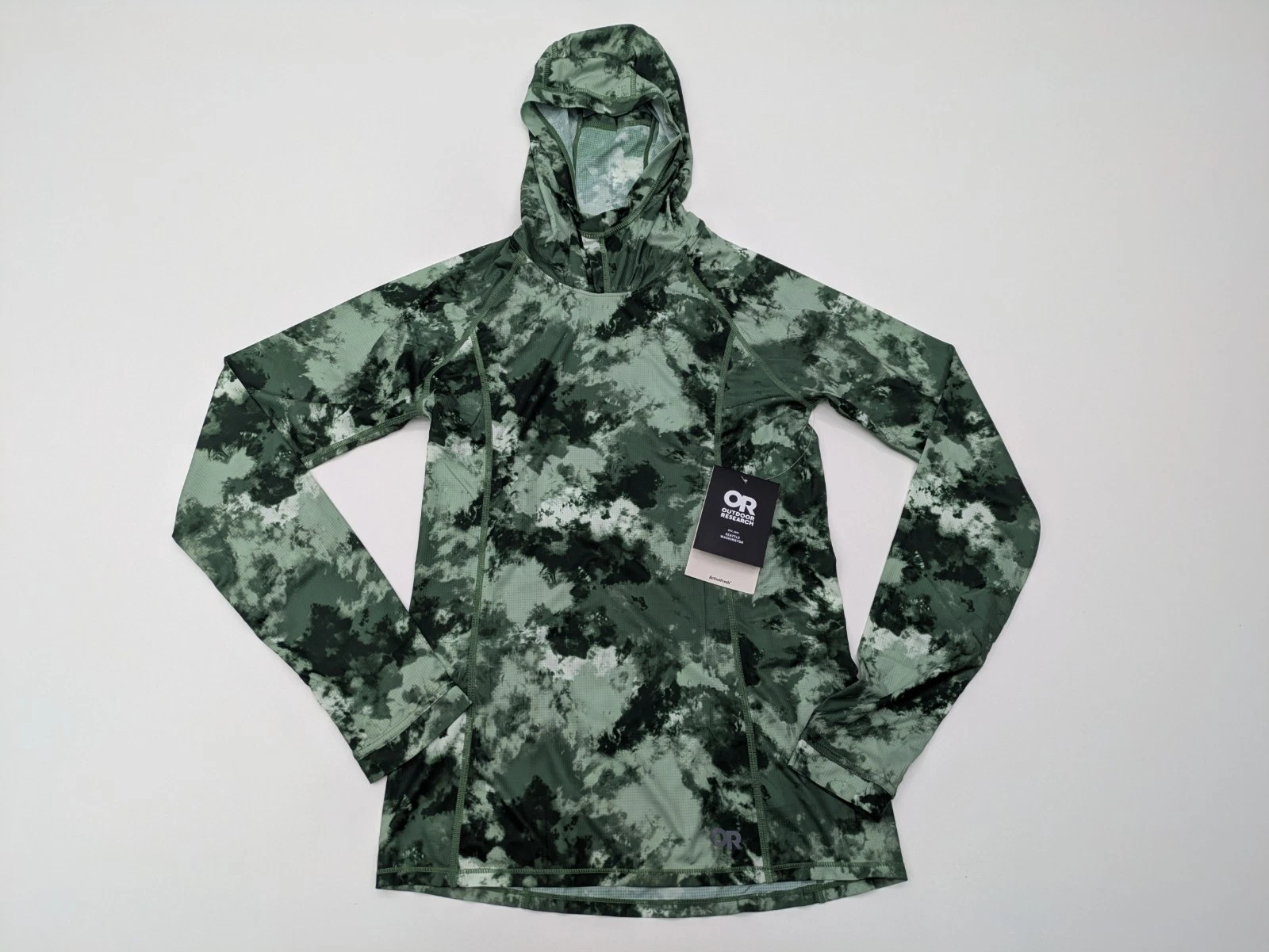 Outdoor Research Echo Print Hoodie Watercolor Women's XS Green Wrist Gaiters