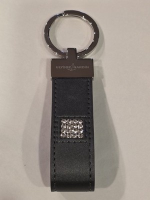 ULYSSE NARDIN Keyring Charm Swarovski Crystals Stainless Steel Leather Excellent