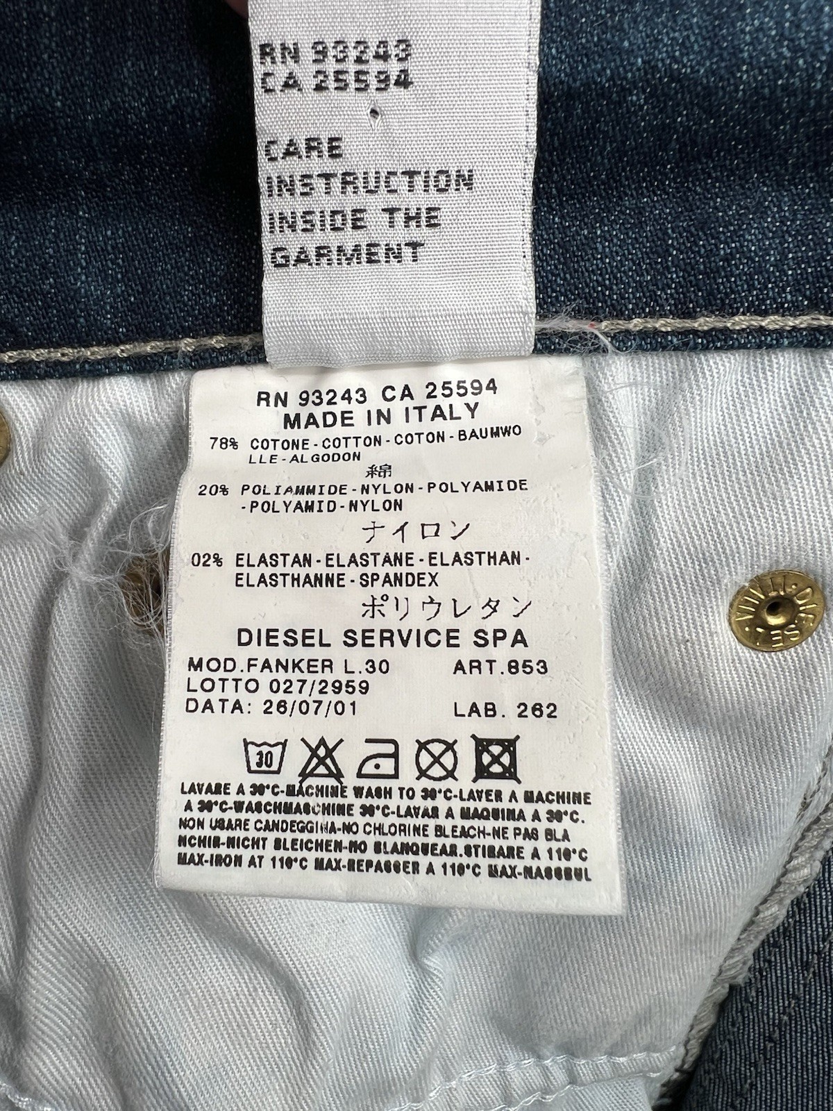 VTG Y2K Diesel Industries Bootcut Blue/green Jeans sz 29 Made in Italy EUC image 8