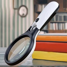 45X Handheld Magnifying Glass with 3 LED Light Jewelry Loupe Reading Magnifier