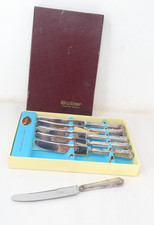 6 Dubarry Pattern Dessert Knives Silver Plated Handles Boxed Set of Six Butler