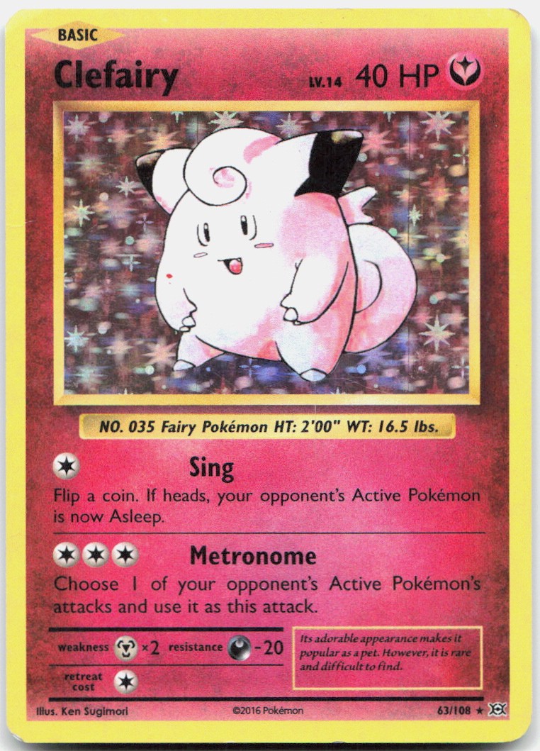 Pokemon TCG Clefairy XY - Evolutions Holo Rare 63/108 Holo
