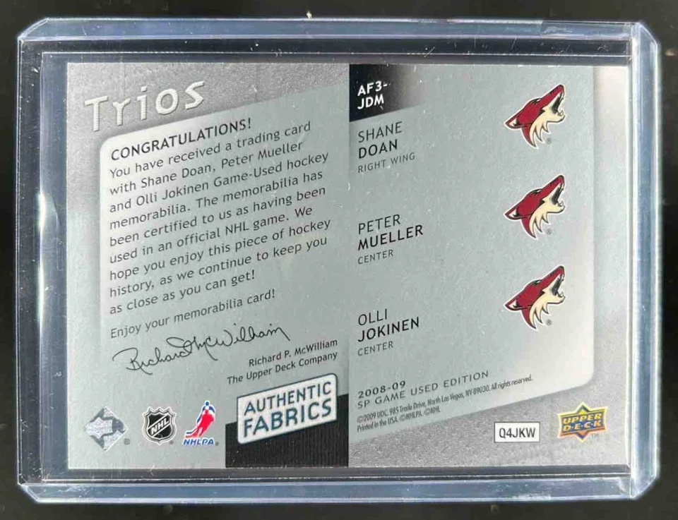 2008-09 SP Game Used Shane Doan Peter Mueller Olli Jokinen Trios Jersey #25/25 - Image 2 of 2