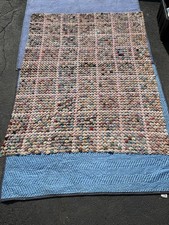 Antique Yo Yo Quilt 1930s Cloth Fabrics 100  X 74  multi Color Pattern