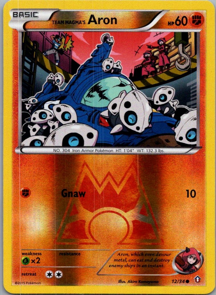 Team Magma's Aron 12/34 Common Double Crisis Pokemon Reverse Holo Lightly Played