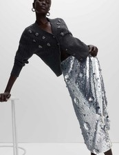 Marks & Spencer Womens Silver Sequin Midaxi A Line Skirt - M&S